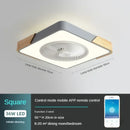 Axyaa Bladeless Remote Control Wood LED Ceiling Fan-Light, Modern Low Profile Square/Round Design