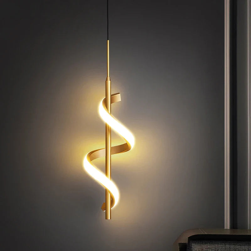 Axya LED Pendant Light: Modern Gold Black Hanging Fixture for Bedroom Decor