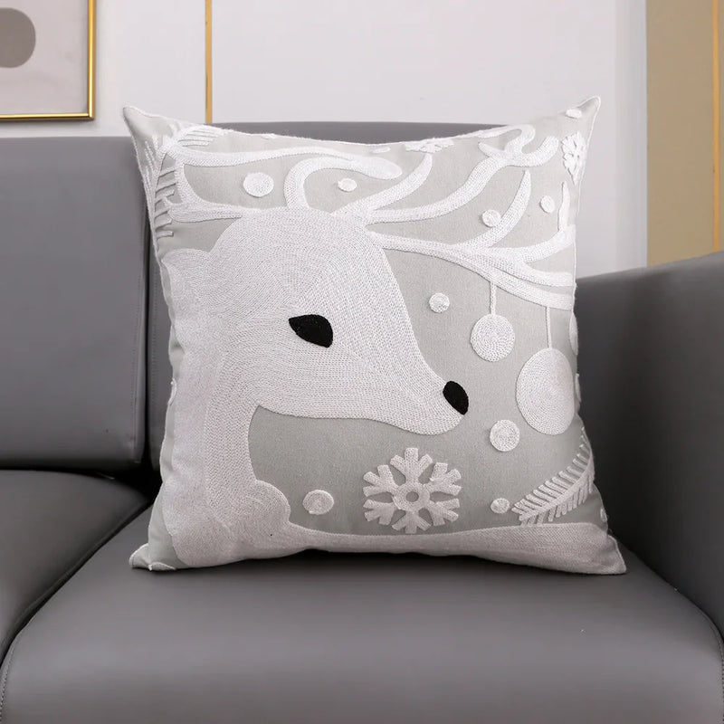 Axyaa Christmas Embroidered Cushion Cover Set - Festive Holiday Decor