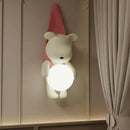 Axyaa Bear Resin Wall Lamp for Children's Bedroom Decor