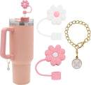Axyaa 3PCS Silicone Straw Cover & Initial Charm for Stanley Cup Tumblers