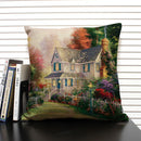 Axyaa Fairy Tale World Oil Painting Cushion Cover for Living Room Sofa