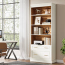 Axyaa 5-Shelf File Cabinet Bookcase, 72" White, Free-Standing Wood Display Storage