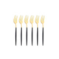 Axyaa Stainless Steel Tea Forks Set, Black Gold Mirror Cutlery Tableware