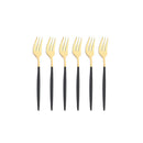 Axyaa Stainless Steel Tea Forks Set, Black Gold Mirror Cutlery Tableware