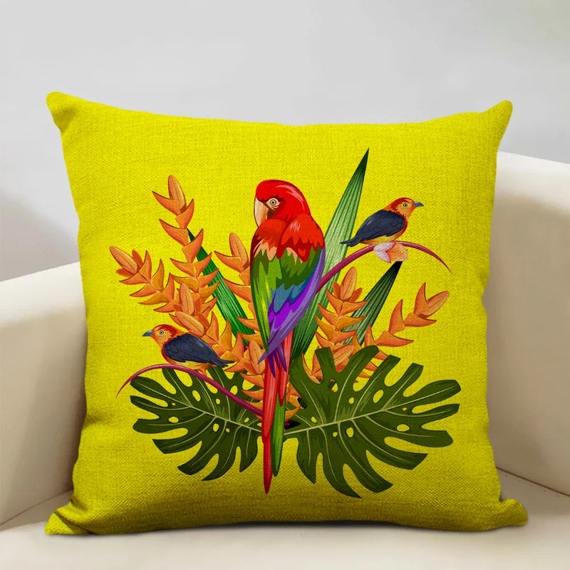 Axyaa African Parrot Flamingo Cushion Set for Home Decor & Comfort