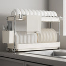 Axyaa Stainless Steel Over Sink Dish Drying Rack with Storage for Bowl, Chopstick, Plate