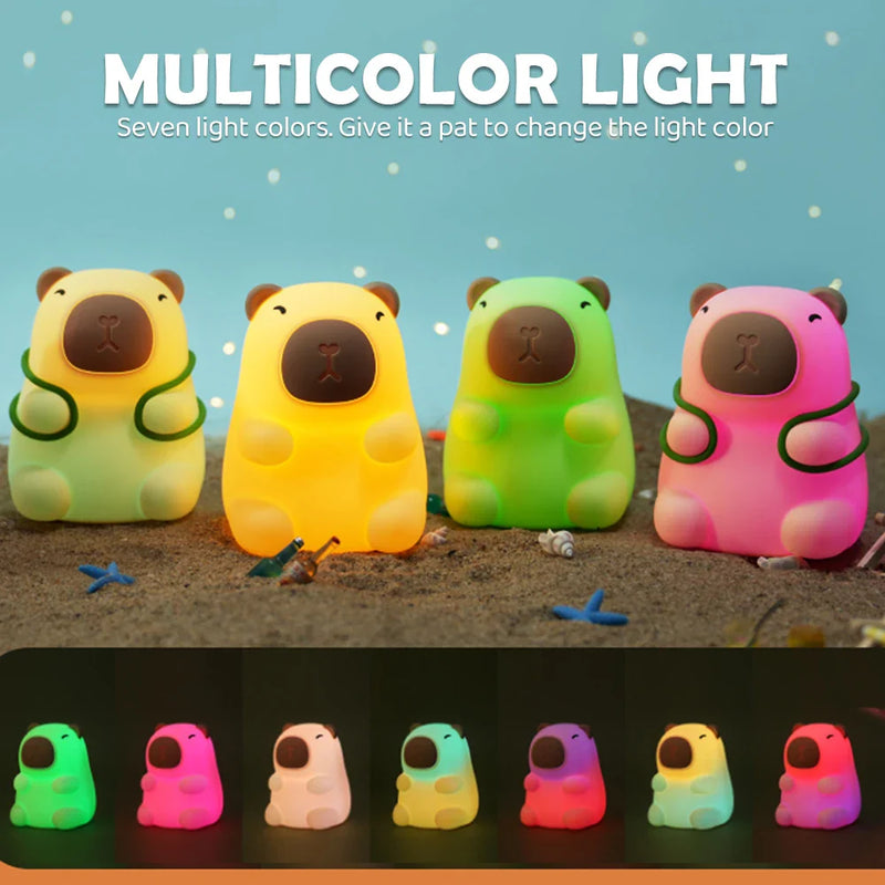 Axyaa Silicone Animal Night Light: Rechargeable, Adjustable Brightness, Timer, Kids Room