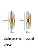 Axyaa Nordic Crystal Wall Lamp - Black Gold Stainless Steel LED Light