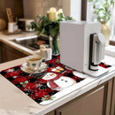 Axyaa Christmas Watercolor Draining Mat for Kitchen and Bathroom