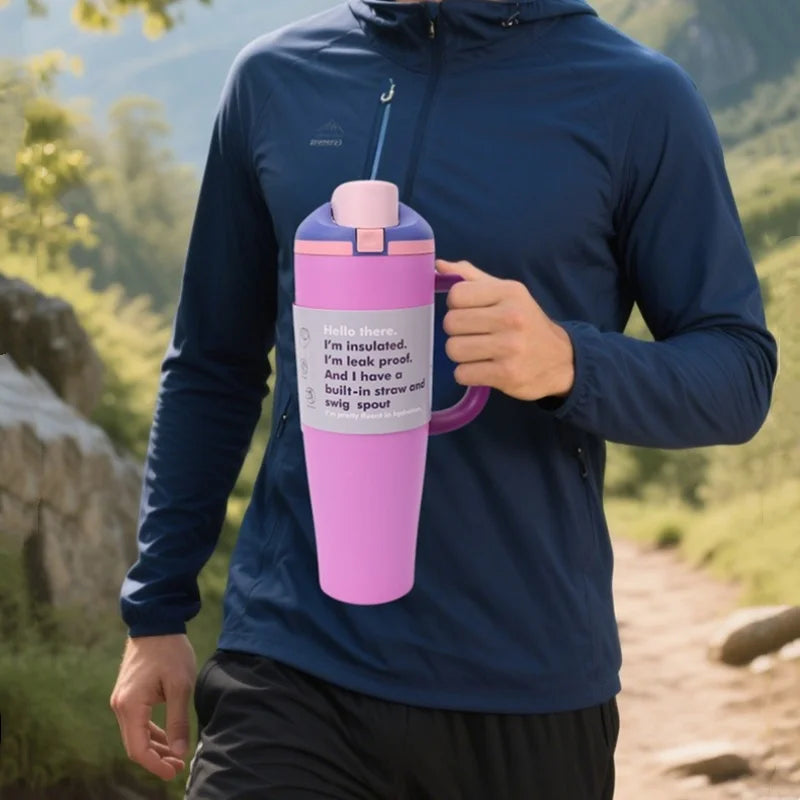 Axyaa 40oz Stainless Steel Vacuum Flask Sport Travel Mug with Handle