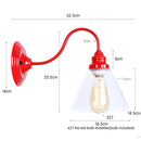 Axyaa Vintage Loft LED Wall Lamp Red Clear Glass Stair Light Fixtures