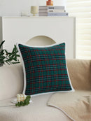 Axyaa Green Plaid Christmas Pillow Cover 30x30cm45x45cm - Soft & Festive Decor for Christmas Party