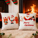 Axyaa Christmas Festival Pillowcase Set - Santa Claus Reindeer Embroidery Pillow Covers