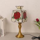 Axyaa French Romance Rose Tiffany Stained Glass Bedside Lamp LED Lighting