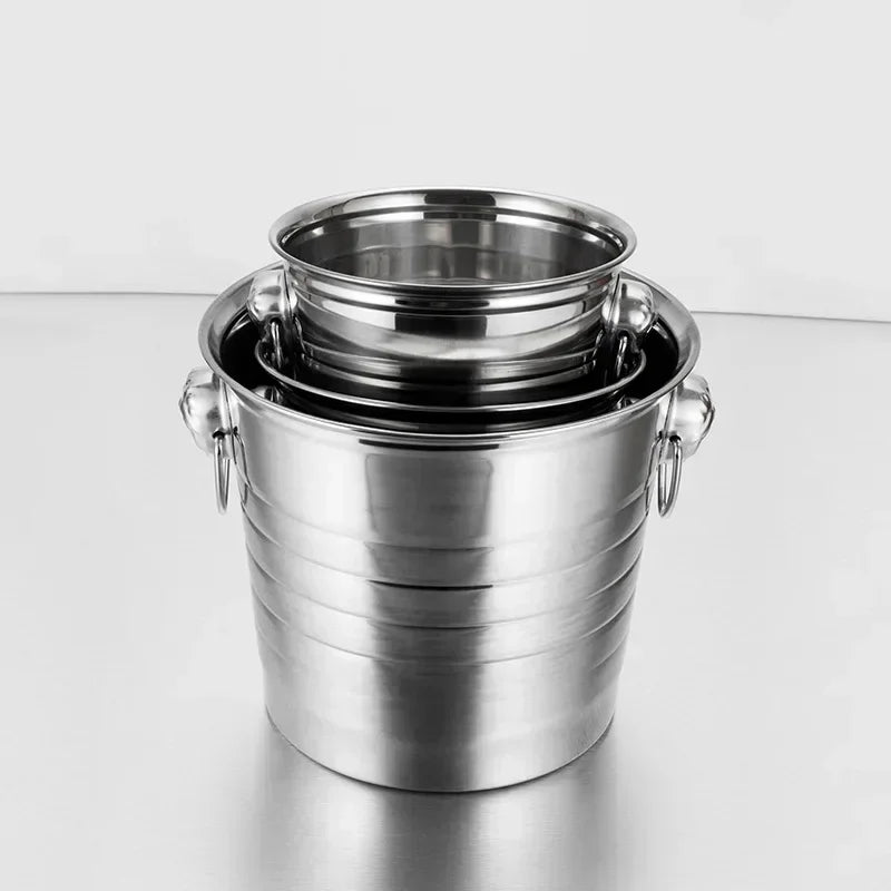 Axyaa Stainless Steel Ice Bucket with Comfortable Handle - Bar Wine Cooler