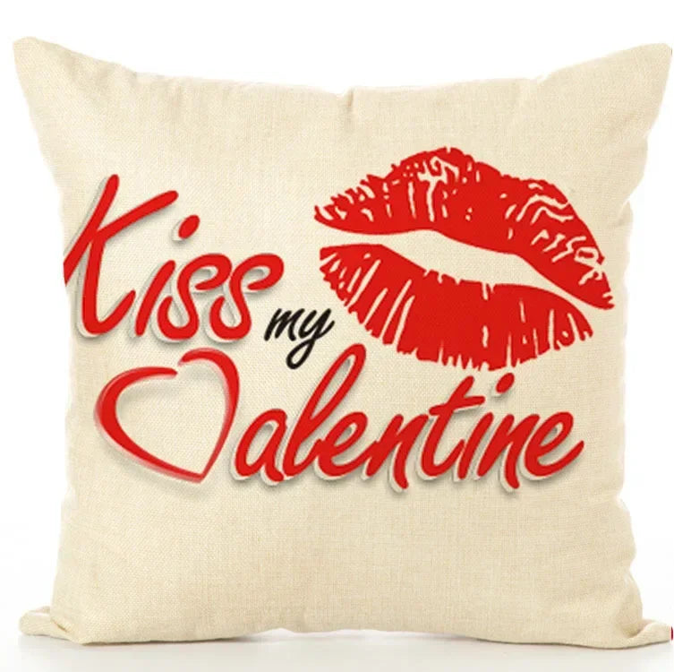 Axyaa Cartoon Couple Linen Pillowcase: Cute Room Decor & Valentine's Day Gift