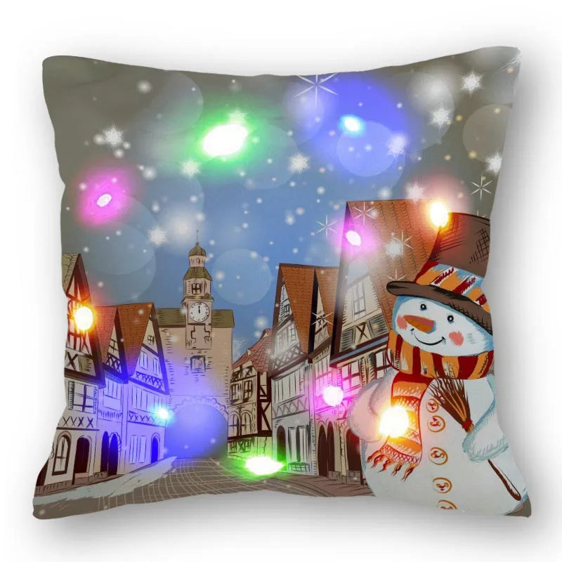 Christmas Santa LED Light Pillowcase for Home Decor, 45x45cm - Axyaa