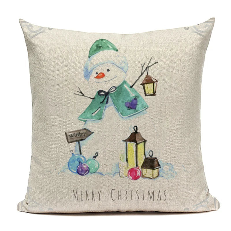 Axyaa Christmas Decor Pillow Covers 18x18 Linen for Sofa Living Room Home Decor