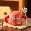 Axyaa Elegant Ceramic Cup with Lid, Spoon - Funny High-Aesthetic Water Mug Gift