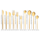 Axyaa Matte Gold Tableware Cutlery Set Stainless Steel Flatware Kitchen Dinner