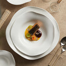 Axyaa White Ceramic Straw Hat Dish Irregular Salad Soup Plate