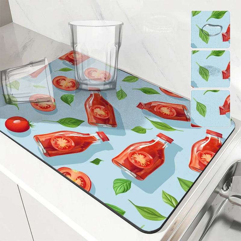 Axyaa Silicone Dish Drying Mat - Non-slip Heat Resistant Kitchen Counter Pad