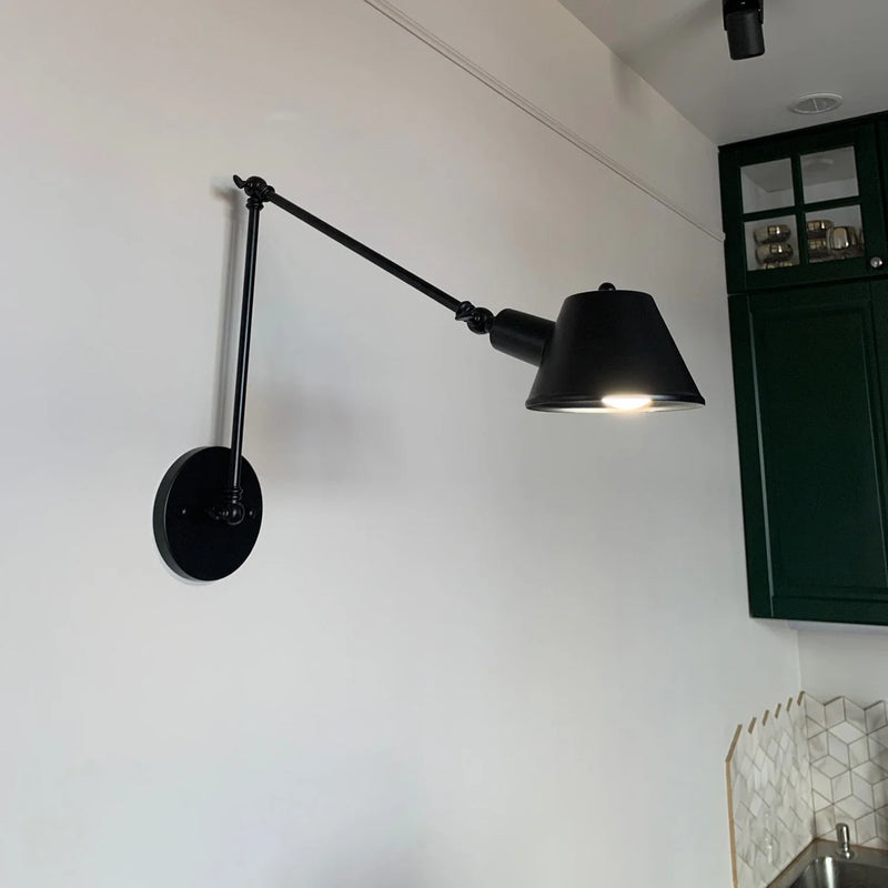 Axyaa Vintage Swimming Arm Wall Lamp Rustic Retro Adjustable Reading Light Applique Luminaire