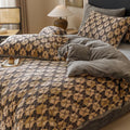 Luxury Milk Velvet Bedding Set, Floral Duvet Cover, Warm Flannel Fleece Linens