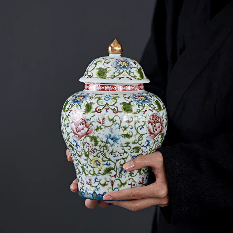 Axya Porcelain Tea Storage Jar Vintage Chinese Kitchen Container