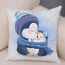 Axyaa Santa Little Penguin Pillowcase 45x45cm Merry Christmas Deer Cushion Cover