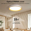 Axyaa 20" Wood Grain LED Ceiling Light with Remote Control Dimming