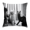 Axyaa Cute Pet Puppies Black and White Art Peach Skin Pillowcase
