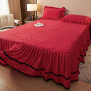 Axyaa European Winter Padded Milk Fleece Bed Skirt - Single Piece Coral Fleece Mattress Cover