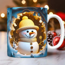 Axyaa 3D Snowman Ceramic Mug 11oz - Kids Birthday & Christmas Gift Cup