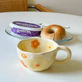 Axyaa Hand Pinched Irregular Flower Ceramic Coffee Mug, Korean Style Tea Cup