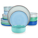 Axyaa Handpainted Spirals Ceramic Dinnerware Set - 12/18/24PCS