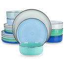Axyaa Handpainted Spiral Ceramic Dinnerware Set - 12/18/24PCS