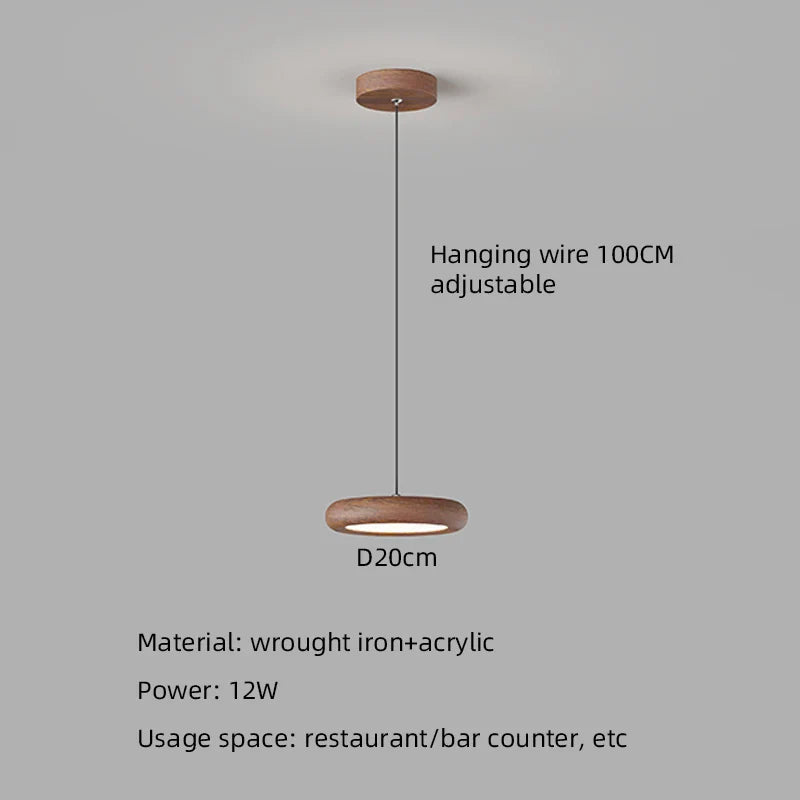 Axyaa Wood Grain LED Ceiling Lamp Modern Nordic Home Decor Bedroom Pendant Light