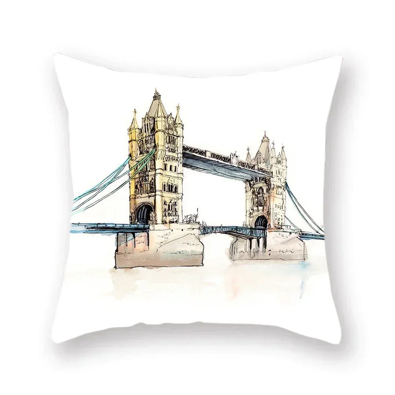 Axyaa World Buildings Printed Cushion Covers