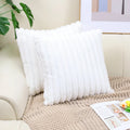 Axyaa Luxe Faux Fur Striped Throw Pillow Cover for Home Decor