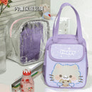 Axyaa Purple Cat Lunch Bag: Insulated Thermal Tote for School and Work