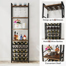 Axyaa 20 Bottle Wine Bakers Rack with Glass Holder and Storage Shelves