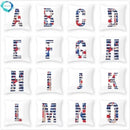 Axyaa Striped Alphabet Decorative Cushion Cover in Blue and White, 45x45cm