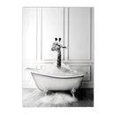 Nordic Elephant Giraffe Bathtub Wall Art Canvas by Axyaa