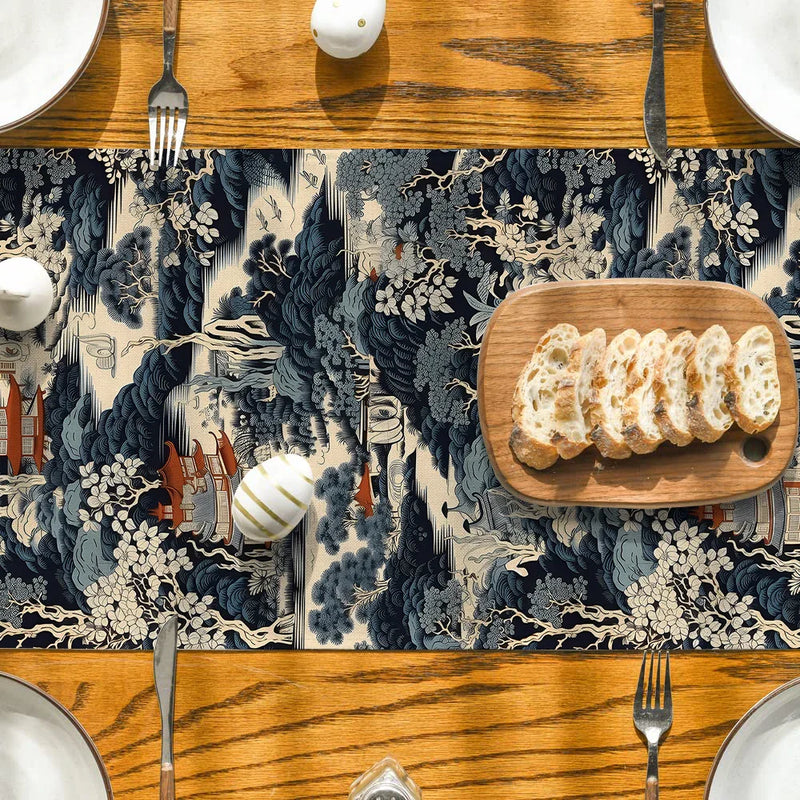 Axyaa Floral Lines Table Runner: Farmhouse Dining Decor & Holiday Party Accent