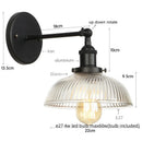 Axyaa Glass Industrial LED Wall Sconce Pull Chain Switch Vintage Bedside Lamp