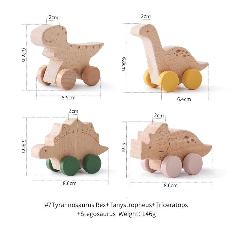 Axya Dinosaur Wooden Building Blocks Car Educational Toys