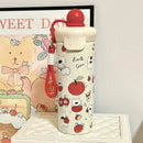Axyaa 500ML Stainless Steel Thermal Water Bottle with Straw for Girls
