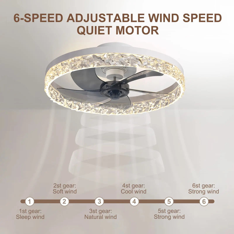 Axyaa 50CM Modern Silent LED Ceiling Fan with Remote for Living Room